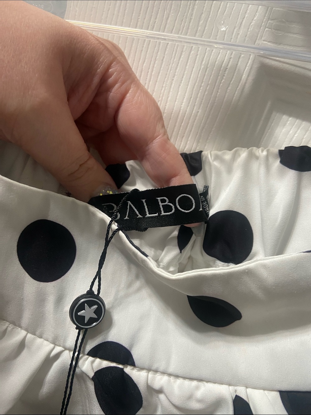 White Polka Dot Bubble Skirt - Black Dot Print - Picture 2 of 5